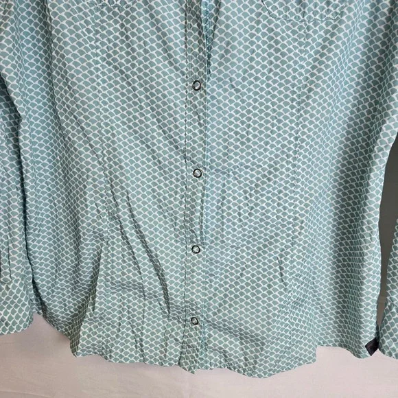 L. L. Bean Western Snap Front Long Sleeve Shirt, Coastal Cowgirl, Blue/White, L - Picture 10 of 16